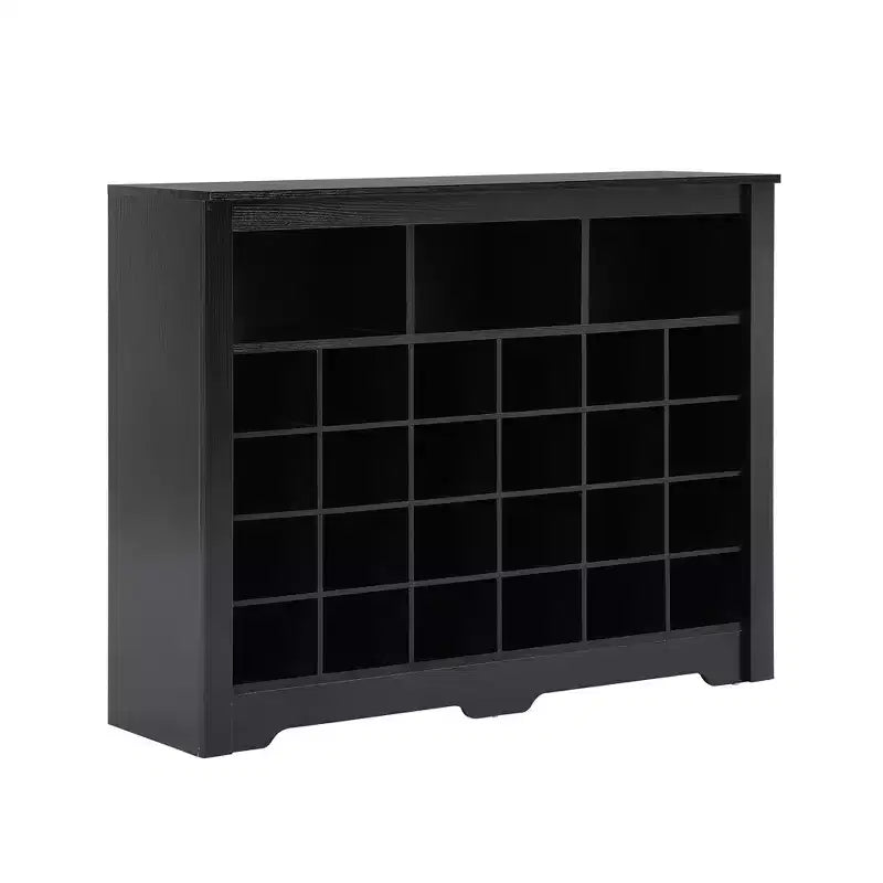 Whisen Rustic Shoe Storage Cabinet, Entryway Shoe Rack with 24-Shoe Cubby Console and Curved Base
