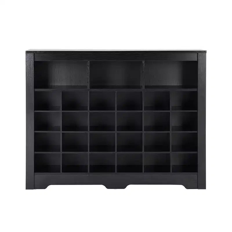Whisen Rustic Shoe Storage Cabinet, Entryway Shoe Rack with 24-Shoe Cubby Console and Curved Base
