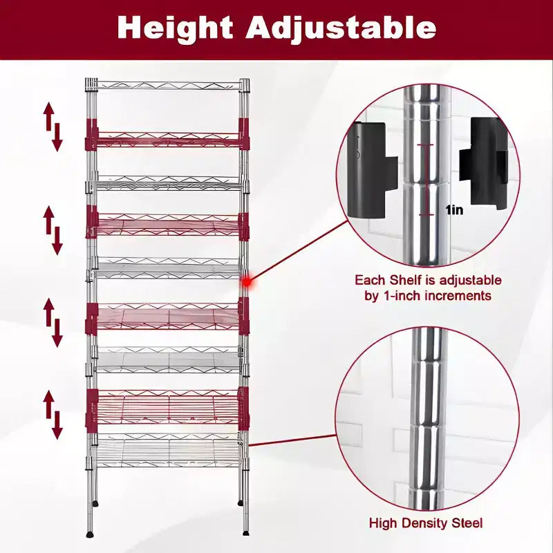 BestMassage 5-Tier Wire Shelf Unit Metal Shelving with Stable Base for Organizing Books Toys Clothes Kitchenware in Home Garage Office