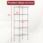 BestMassage 5-Tier Wire Shelf Unit Metal Shelving with Stable Base for Organizing Books Toys Clothes Kitchenware in Home Garage Office