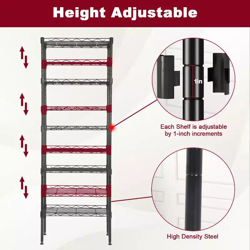 BestMassage 5-Tier Wire Shelf Unit Metal Shelving with Stable Base for Organizing Books Toys Clothes Kitchenware in Home Garage Office