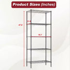 BestMassage 5-Tier Wire Shelf Unit Metal Shelving with Stable Base for Organizing Books Toys Clothes Kitchenware in Home Garage Office