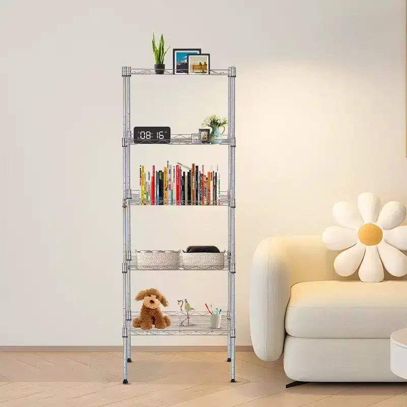 BestMassage 5-Tier Wire Shelf Unit Metal Shelving with Stable Base for Organizing Books Toys Clothes Kitchenware in Home Garage Office