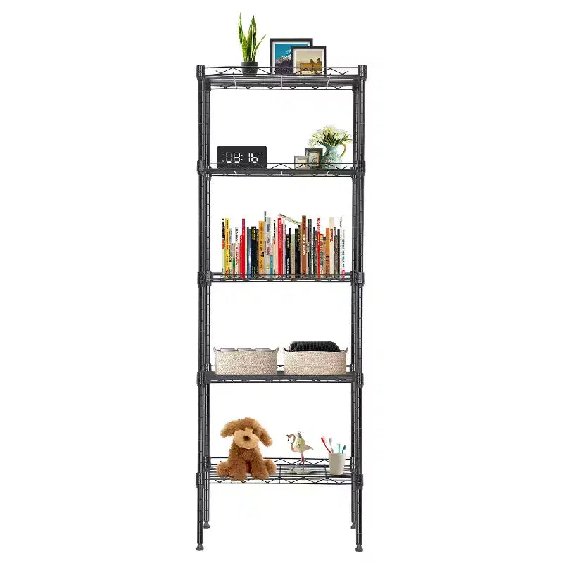 BestMassage 5-Tier Wire Shelf Unit Metal Shelving with Stable Base for Organizing Books Toys Clothes Kitchenware in Home Garage Office