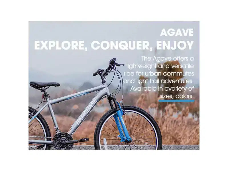 BAMCBASE Agave Mountain Bike, MTB per uomo e donna con 21 velocità, telaio in acciaio ad alta resistenza, freno a V, bicicletta hardtail per adulti