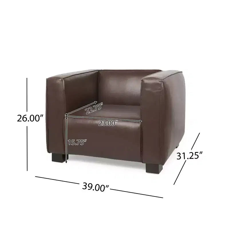 GDFStudio Minkler Contemporary Faux Leather Club Chair