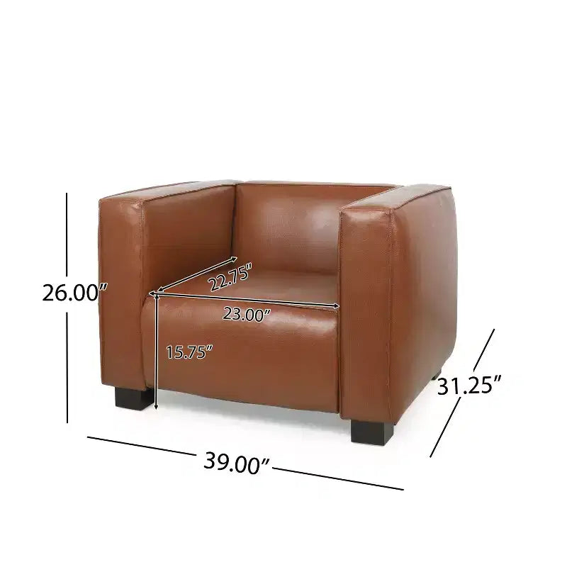 GDFStudio Minkler Contemporary Faux Leather Club Chair