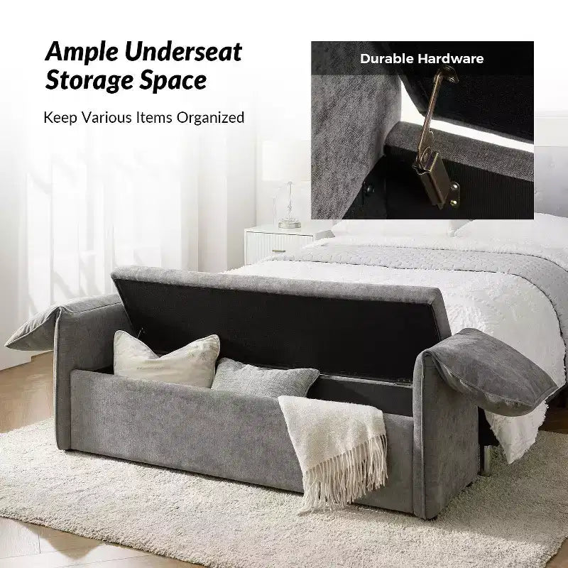 Rafael Storage Bench with Pillows Designed to Resemble Elephant Ears|ART OF LIVING DESIGNS