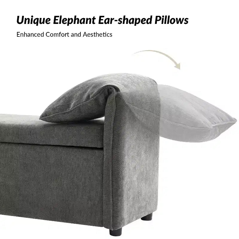 Rafael Storage Bench with Pillows Designed to Resemble Elephant Ears|ART OF LIVING DESIGNS