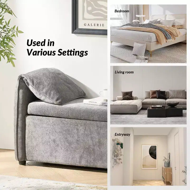 Rafael Storage Bench with Pillows Designed to Resemble Elephant Ears|ART OF LIVING DESIGNS