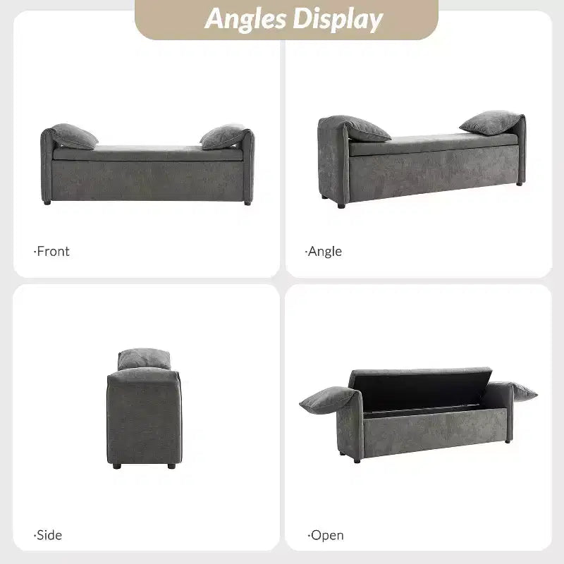 Rafael Storage Bench with Pillows Designed to Resemble Elephant Ears|ART OF LIVING DESIGNS