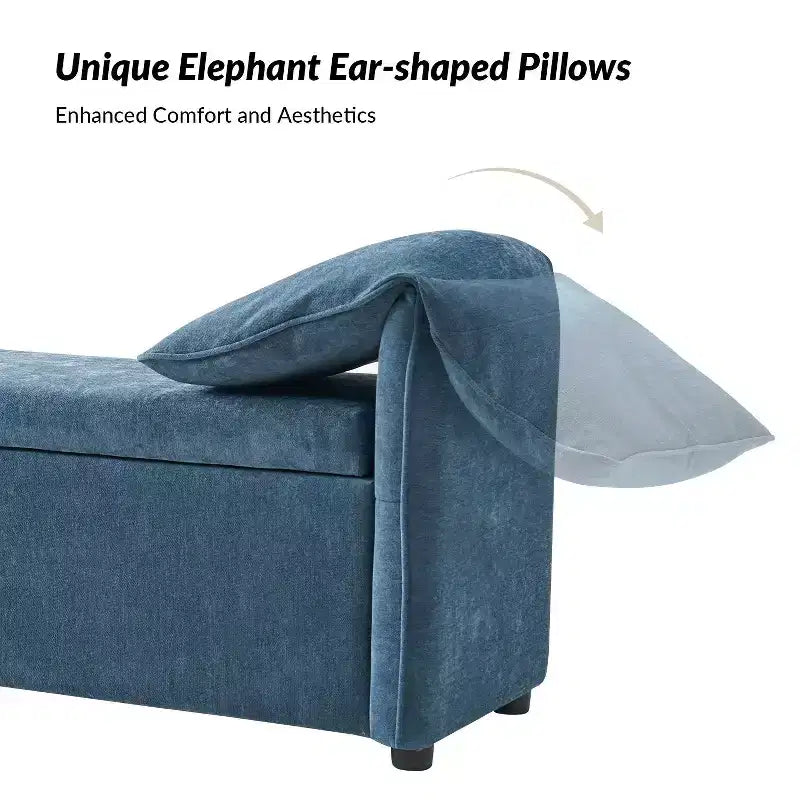 Rafael Storage Bench with Pillows Designed to Resemble Elephant Ears|ART OF LIVING DESIGNS