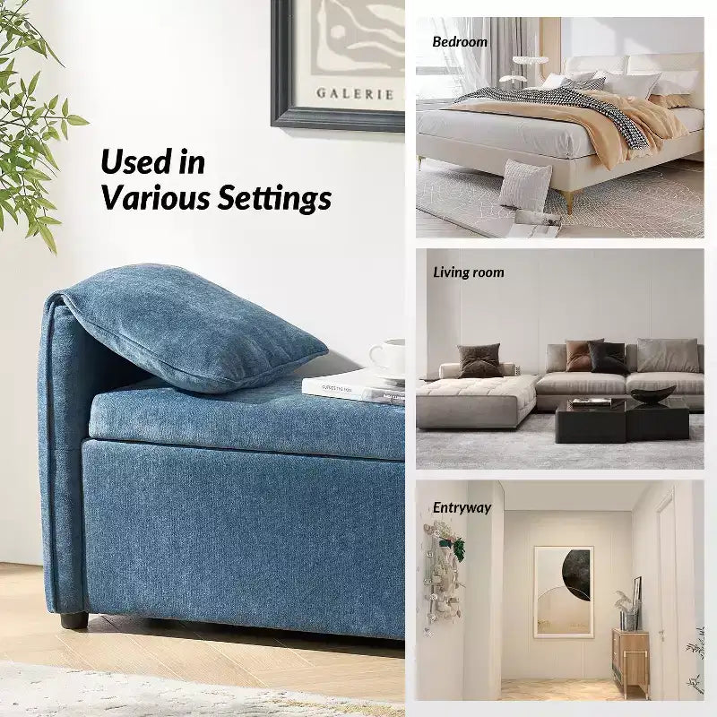 Rafael Storage Bench with Pillows Designed to Resemble Elephant Ears|ART OF LIVING DESIGNS
