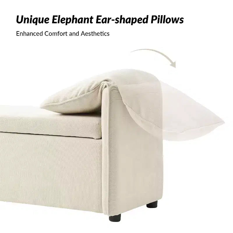 Rafael Storage Bench with Pillows Designed to Resemble Elephant Ears|ART OF LIVING DESIGNS