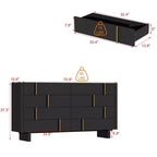 Famapy Eight Drawer Horizontal Dresser Sophisticated black finish and staggered gold knob design