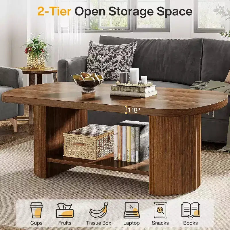 Lantine 2-Tier Oval Coffee Table