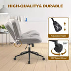 JIONJOY Sedia da Ufficio Ergonomica Senza Braccioli: Ampia Sedia da Computer Girevole in Pelle PU - Altezza Regolabile e Ruote Girevoli Omnidirezionali