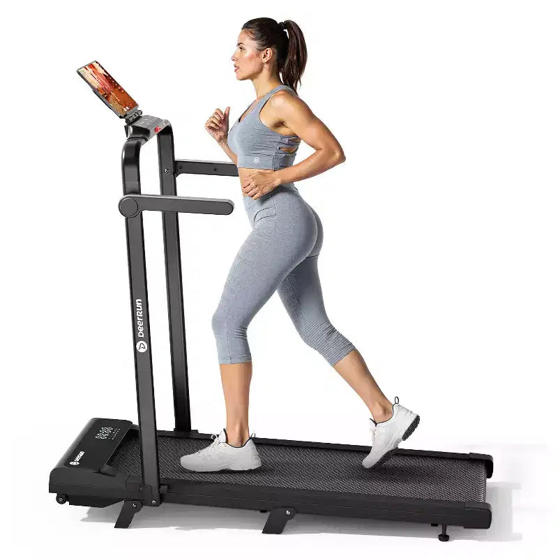 DeerRun A6 Plus 2026 New Slim 2-in-1 Folding Treadmill with 5% Incline, Bluetooth & Remote Control, 300lbs