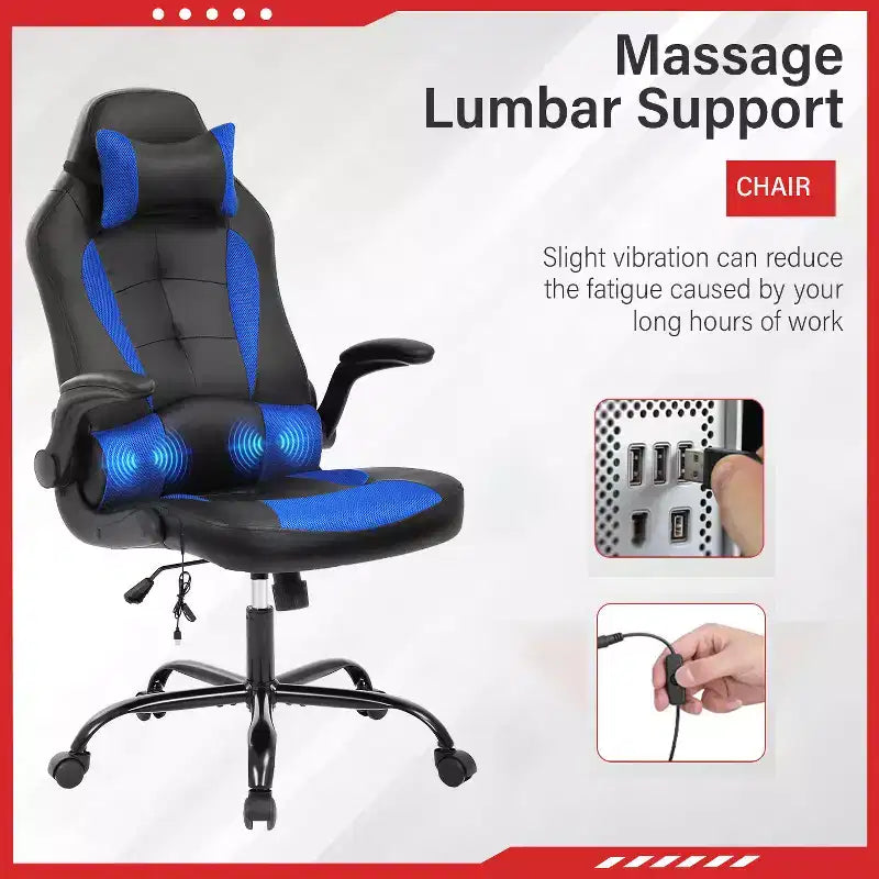 FDW Gaming Chair Office Chair with Lumbar Support PU Leather Video Game Chairs for Adults