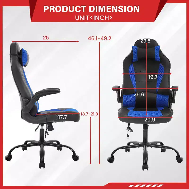 FDW Gaming Chair Office Chair with Lumbar Support PU Leather Video Game Chairs for Adults