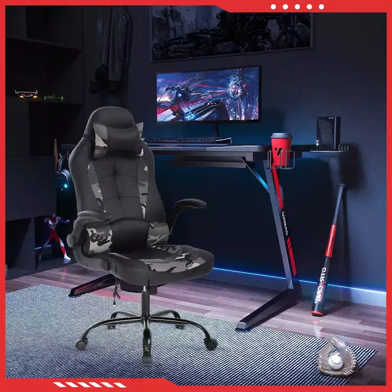 FDW Gaming Chair Office Chair with Lumbar Support PU Leather Video Game Chairs for Adults