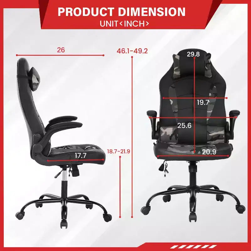 FDW Gaming Chair Office Chair with Lumbar Support PU Leather Video Game Chairs for Adults