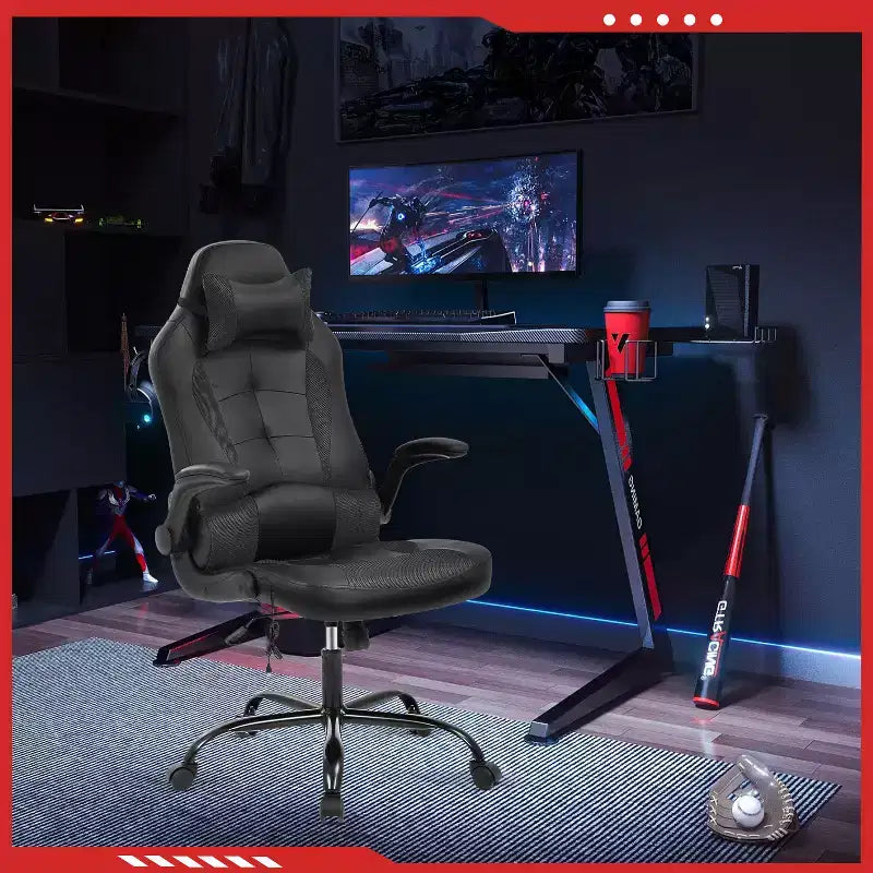 FDW Gaming Chair Office Chair with Lumbar Support PU Leather Video Game Chairs for Adults