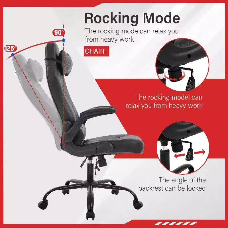 FDW Gaming Chair Office Chair with Lumbar Support PU Leather Video Game Chairs for Adults