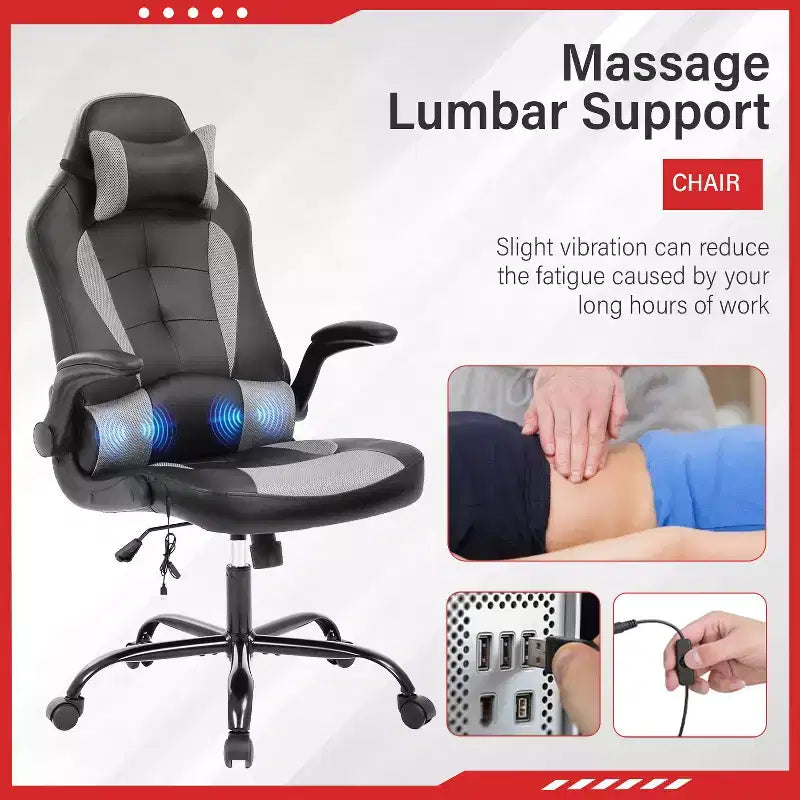 FDW Gaming Chair Office Chair with Lumbar Support PU Leather Video Game Chairs for Adults