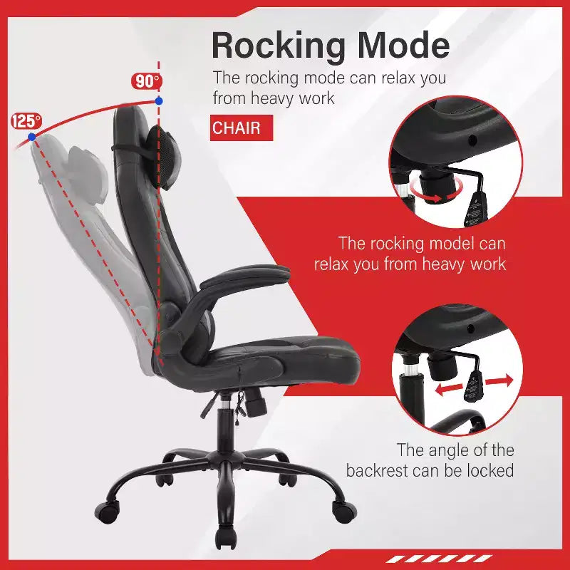 FDW Gaming Chair Office Chair with Lumbar Support PU Leather Video Game Chairs for Adults
