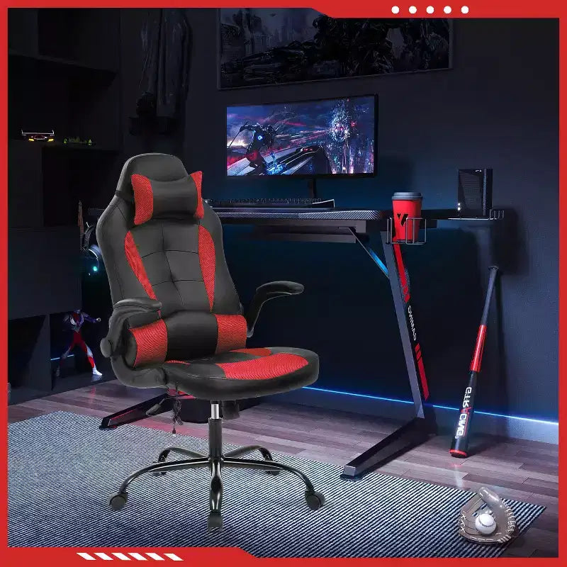 FDW Gaming Chair Office Chair with Lumbar Support PU Leather Video Game Chairs for Adults