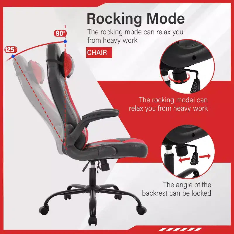 FDW Gaming Chair Office Chair with Lumbar Support PU Leather Video Game Chairs for Adults