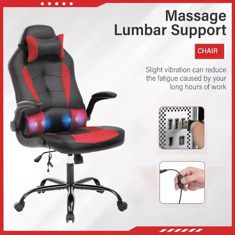 FDW Gaming Chair Office Chair with Lumbar Support PU Leather Video Game Chairs for Adults