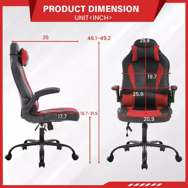 FDW Gaming Chair Office Chair with Lumbar Support PU Leather Video Game Chairs for Adults