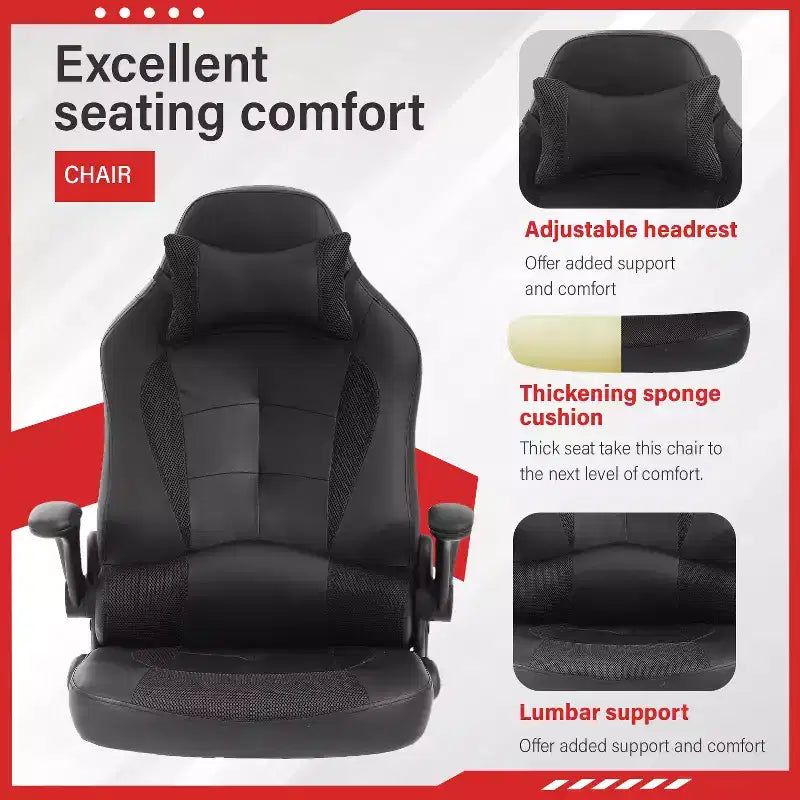FDW Gaming Chair Office Chair with Lumbar Support PU Leather Video Game Chairs for Adults