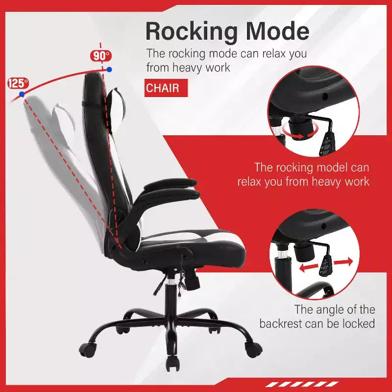 FDW Gaming Chair Office Chair with Lumbar Support PU Leather Video Game Chairs for Adults