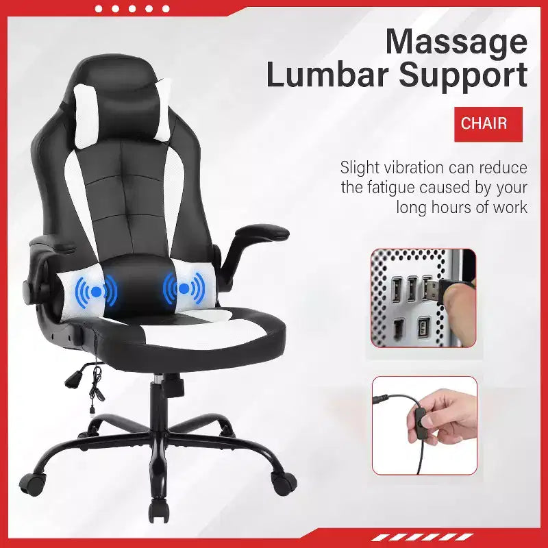 FDW Gaming Chair Office Chair with Lumbar Support PU Leather Video Game Chairs for Adults