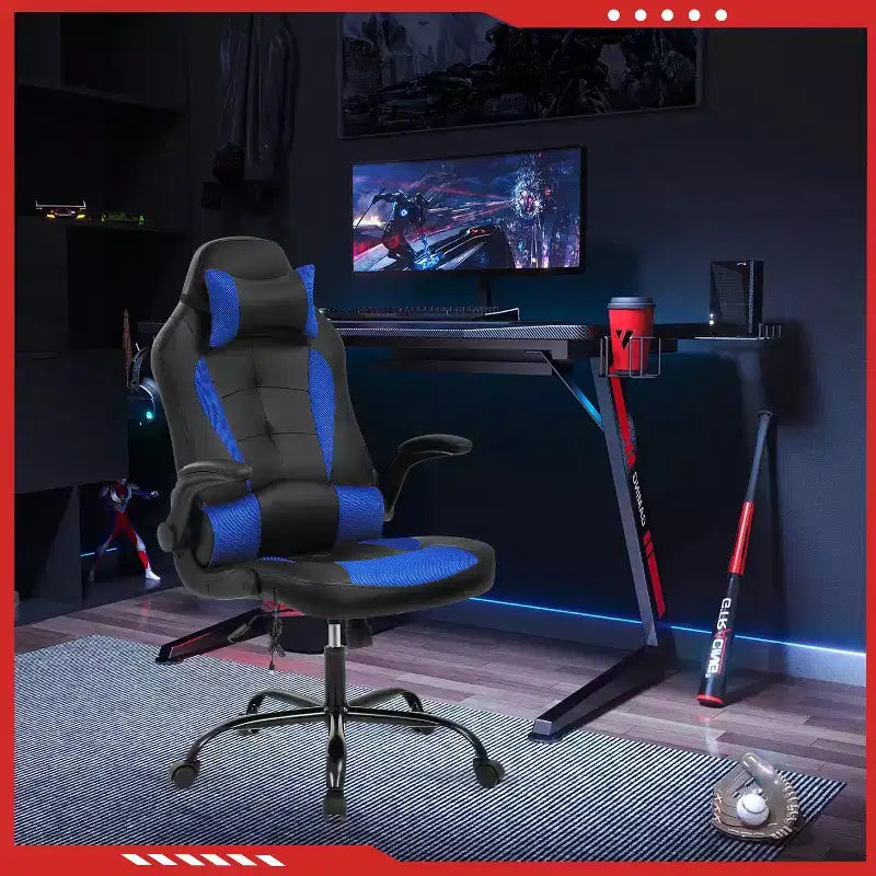 FDW Gaming Chair Office Chair with Lumbar Support PU Leather Video Game Chairs for Adults