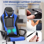 BestMassage Gaming Chair High-Back Office Chair with Lumbar Support Massage Function and PU Leather Rolling Swivel Chair for Adults and Teens
