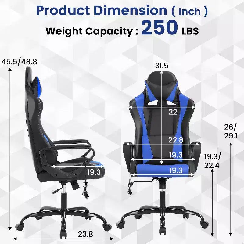 BestMassage Gaming Chair High-Back Office Chair with Lumbar Support Massage Function and PU Leather Rolling Swivel Chair for Adults and Teens
