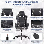 BestMassage Gaming Chair High-Back Office Chair with Lumbar Support Massage Function and PU Leather Rolling Swivel Chair for Adults and Teens