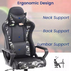BestMassage Gaming Chair High-Back Office Chair with Lumbar Support Massage Function and PU Leather Rolling Swivel Chair for Adults and Teens