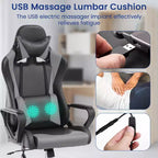 BestMassage Gaming Chair High-Back Office Chair with Lumbar Support Massage Function and PU Leather Rolling Swivel Chair for Adults and Teens