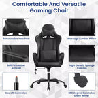 BestMassage Gaming Chair High-Back Office Chair with Lumbar Support Massage Function and PU Leather Rolling Swivel Chair for Adults and Teens