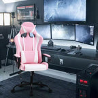 BestMassage Gaming Chair High-Back Office Chair with Lumbar Support Massage Function and PU Leather Rolling Swivel Chair for Adults and Teens
