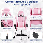 BestMassage Gaming Chair High-Back Office Chair with Lumbar Support Massage Function and PU Leather Rolling Swivel Chair for Adults and Teens