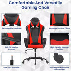 BestMassage Gaming Chair High-Back Office Chair with Lumbar Support Massage Function and PU Leather Rolling Swivel Chair for Adults and Teens