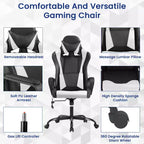 BestMassage Gaming Chair High-Back Office Chair with Lumbar Support Massage Function and PU Leather Rolling Swivel Chair for Adults and Teens
