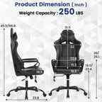 BestMassage Gaming Chair High-Back Office Chair with Lumbar Support Massage Function and PU Leather Rolling Swivel Chair for Adults and Teens
