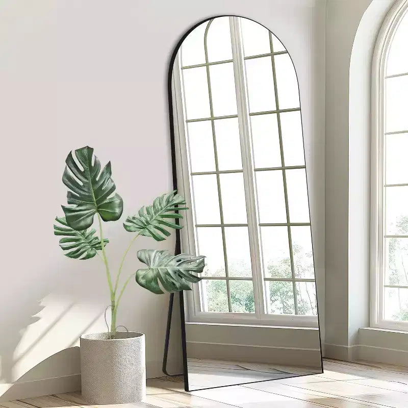 Specchio intero ad arco retto in legno